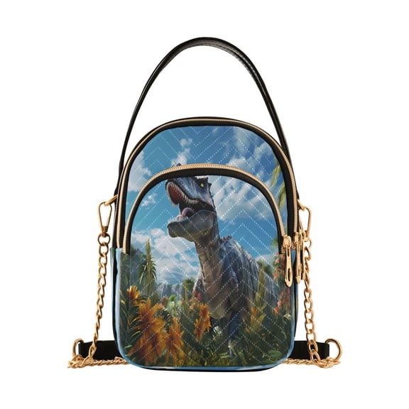 ALAZA Chain Crossbody Bags for Women Dinosaur in Forest Shoulder Handbag Phone Purse