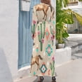 thumbnail image 3 of Southwest Horses Cacti Geometric Pattern Women's Long Dress Long Sleeves Dress Vintage Dresses Party Maxi Dress High Waist Dress, 3 of 4