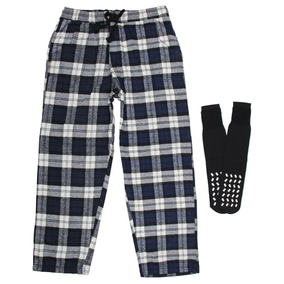 Intimo Men's Flannel Pajama Sleep Lounge Pants with Slipper Socks