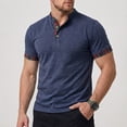 thumbnail image 2 of LTTVQM Polo Shirts for Men 2026 Summer Spring Quarter Zip Color Block Short Sleeve Soft Cotton Collared Shirt Dark Blue M, 2 of 6