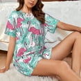 thumbnail image 4 of Hirioo Flamingo for Women's 2 Piece Short-Sleeved Pajama PJ Sets for Women Shorts with Pockets Womens Lounge Set-Medium, 4 of 6