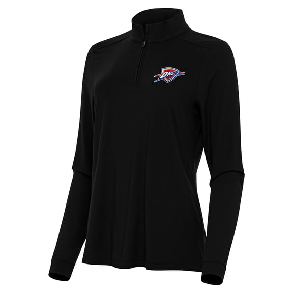 Women's Antigua Black Oklahoma City Thunder Intent Quarter-Zip Top