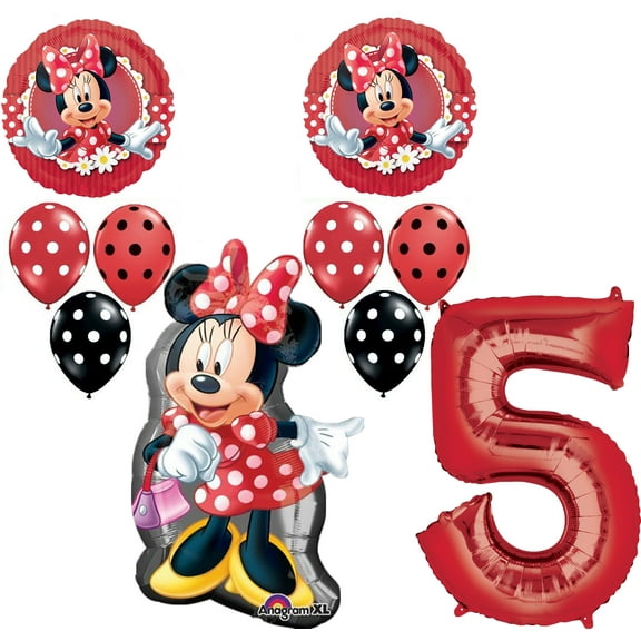 MAD About Minnie Mouse Red 5th Birthday Party Balloons Decorations Supplies Set