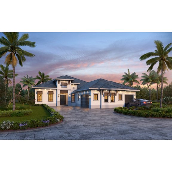 013-3225: Mediterranean Contemporary 4 Bed, 3 Bath Luxury Home Plan, 3225 Sq Ft: Full Blueprints with License to Build by Home Plan Marketplace - Lesuto