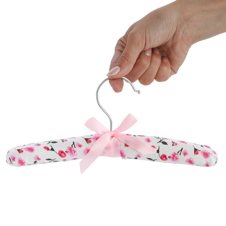 Cream Baby Clothes Hanger Set Decorated With Ribbon, Padded Hanger