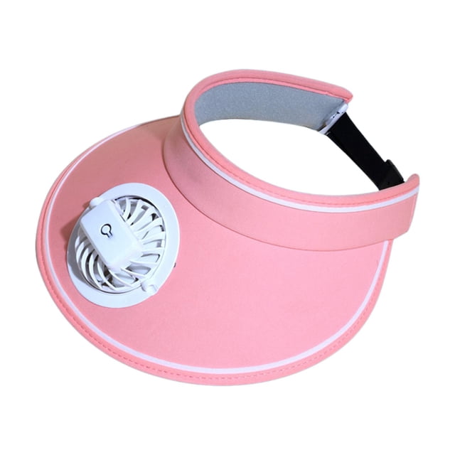 Sombrero de visera con ventilador, sombrero de ventilador de refrigeración, 3 velocidades, gorras para exteriores, visera portátil Rosa jinwen Sombrero de enfriamiento del ventilador