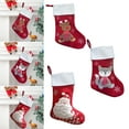 thumbnail image 1 of Calcetines Navideños de Papá Noel, Calcetines Pequeños, Bolsas de Regalo, Adornos Colgantes, Bolsillos, Estilo Patchwork de Punto | Material: Tela | Color: Rojo | 40,64 X 15,24 Cm | 125 G | 1 Unidad, 1 of 6