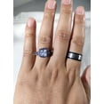 thumbnail image 6 of Matching Rings White Gold Plated Couple Rings Blue CZ Wedding Ring Sets for Him and Her, 6 of 6