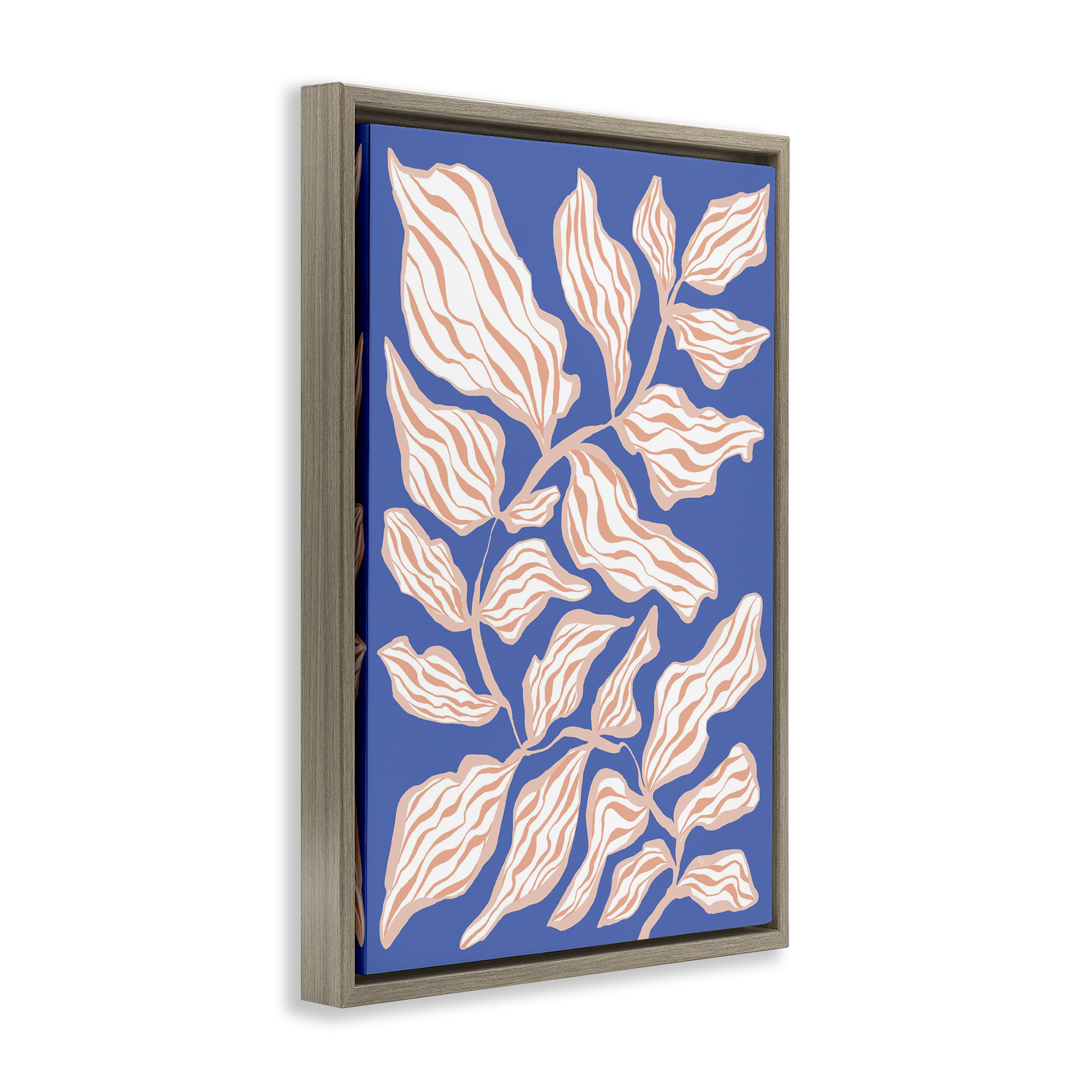 Stupell Industries Curving Leaves Impression Botanical & Floral Painting Brown Floater Framed Art Print Wall Art, 21 x 31