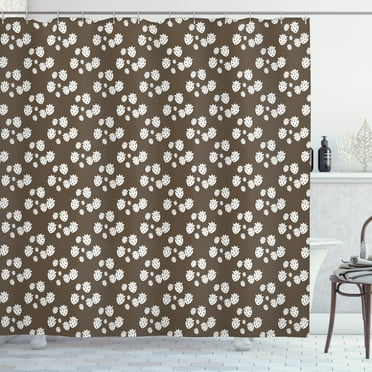 Ambesonne Strawberry Shower Curtain, Silhouette Berries, 69"Wx70"L, Dark Taupe and White