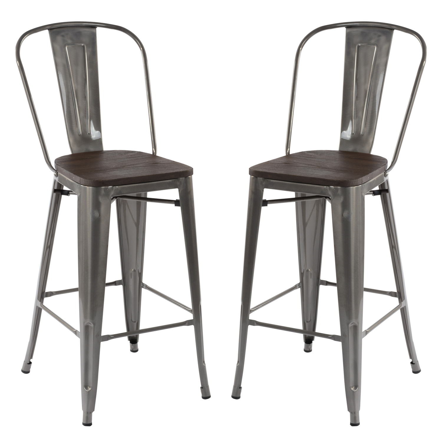 HouseInBox Metal Bar Stools Set of 2 Industrial 29" Counter Height Bar