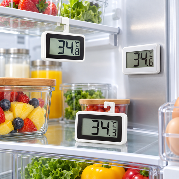 Refrigerator Thermometer Digital with Magnetic Back and Hook, Waterproof Fridge Freezer Thermometer with Frost Alarm