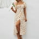thumbnail image 3 of WILLBEST Vestidos de Verano para Mujer, Estampado de Flores, Ajustados, Cuello Cuadrado, Dobladillo Dividido, Ligero, Estilo Bohemio Chica, 3 of 3