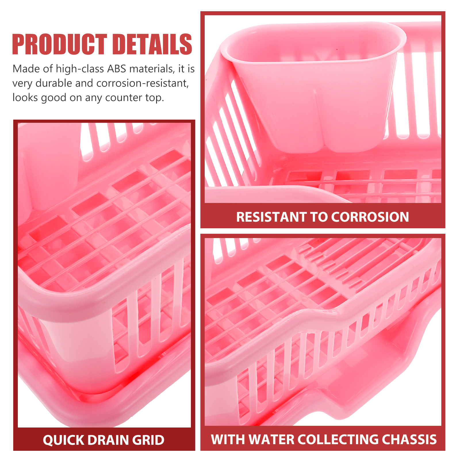 Rust-Resistant Kitchen Dish Drying Rack Set with Drainboard and Utensil Holder for Sink Organization and Efficient Drying
