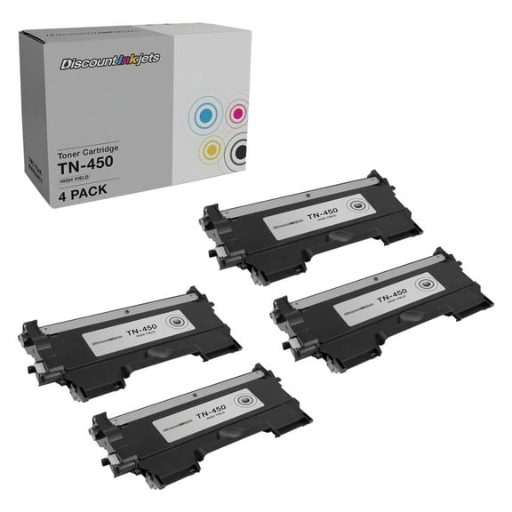 DI Toner Cartridge Replacement for Brother TN450 (Black, 4-Pack) DCP-7060D Compatible with: DCP-7060D, DCP-7065DN HL-2130, HL-2132, HL-2230, HL-2240, HL-2242D