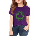 thumbnail image 4 of XIMIN Edgy Splatter Clover Kids' Girls Boys Short-Sleeve Crew Neck T-Shirt - Distressed Green Graphic, Soft St. Patrick's Day Lucky Charm Top, 4 of 7