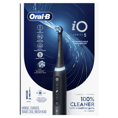 Oral-B iO Series 5 Electric Toothbrush with (1) Compact Brush Head, Rechargeable, Black