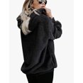 thumbnail image 2 of Women's Fleece Sweatshirts Casual Double Fuzzy Fluffy Hoodie Warm Stylish 1/4 Zip Pullover, 2 of 4