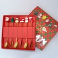 thumbnail image 2 of Juego de cucharas navideñas de acero inoxidable con tema de árbol, Papá Noel y estrella. Cucharas para remover café. Utensilios de cocina festivos con caja de regalo, 2 of 7