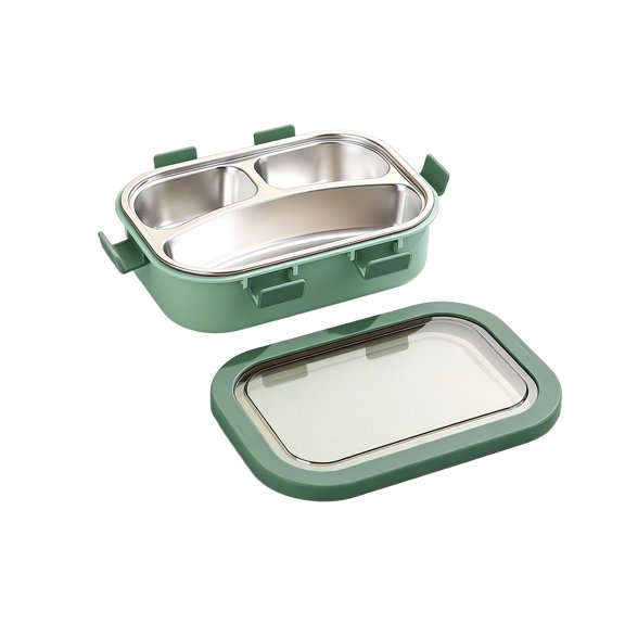 Leodye 1PCS 3-Compartment Reusable Bento Lunch Box, Portable Food Storage Container for Home, Travel, Work and Picnic -8.98x6.58x2.76in