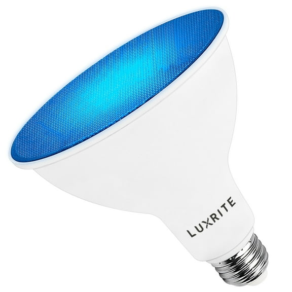 Luxrite LED PAR38 Flood Blue Light Bulb, 8W=45W, Damp Rated, UL Listed, E26 Base, Indoor Outdoor, Decoration