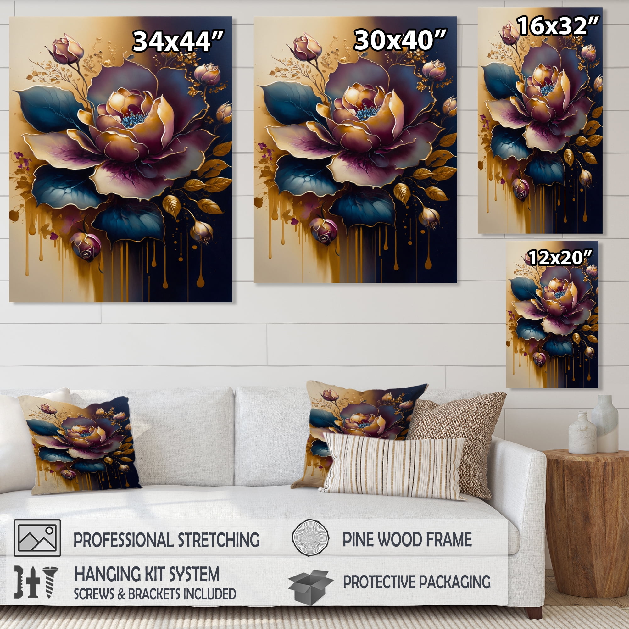 Designart Night Shade Rose Design III Canvas Wall Art