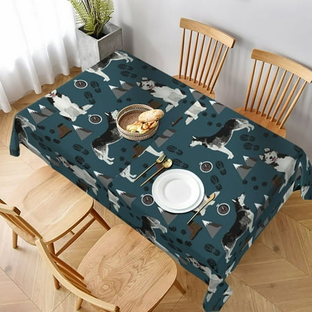 

Tablecloth Husky Hiking Dark Navy Blue Husky Mountains Dog Table Cloth For Rectangle Tables Waterproof Resistant Picnic Table Covers For Kitchen Dining/Party(60x90in)