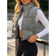 thumbnail image 3 of Women's Crop Puffer Vest Zip Up Front Lightweight Warm Sleeveless Vest Coat, 3 of 6