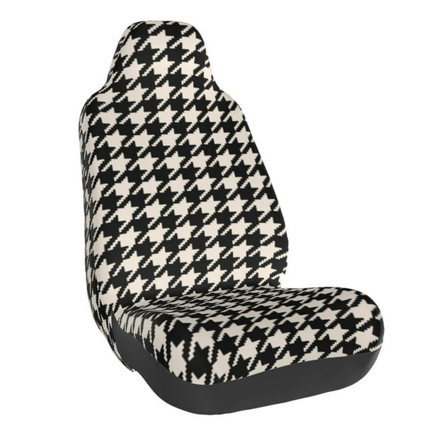 Balery Black and white houndstooth Funda de Asiento para Auto con Diseño - Cubierta Frontal Suave y Transpirable con Protector Antideslizante- 1 Unidad