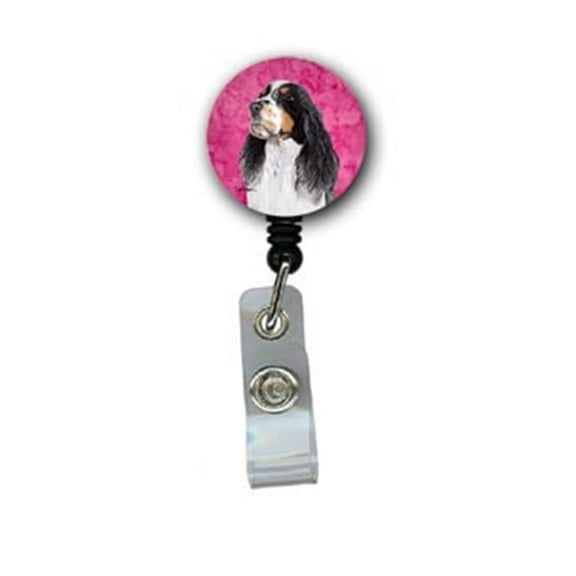 Caroline's Treasures SC9134PK-BR Pink Springer Spaniel Retractable Badge Reel, Belt Clip, multicolor