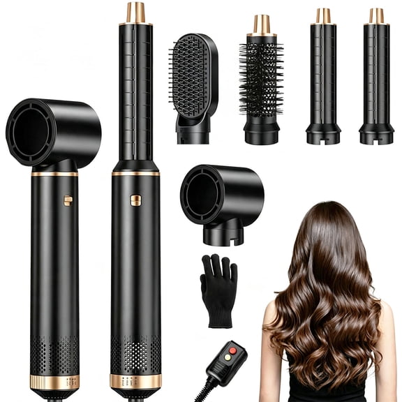 Kisportee 5 in 1 Hair Dryer Brush Set, Upgrade Blow Dryer Brush Air Curler, Hair Dryer & Styler with Negative Ion Technology, Hair Styler Tool for Curling, Volumizing, Smoothing