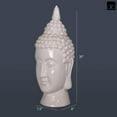 thumbnail image 3 of UTC40027 Ceramic Buddha Head with Pointed Ushnisha and Elongated Face Gloss Finish White, 3 of 5