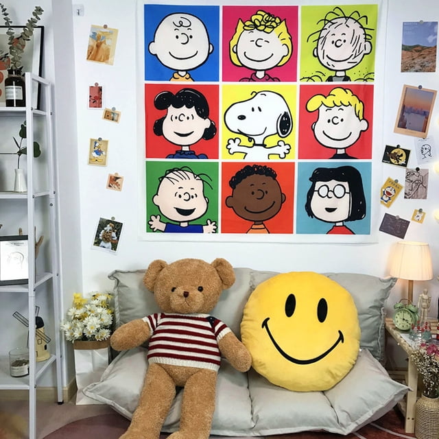 Tapestry Snoopy, diseño de anime y manga, 130 x 130 cm, con cadena de luces