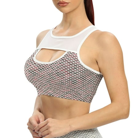 

Rovga Panties For Women Ladies Yoga Fitness Vest Shockproof Quick Drying Top Colorful Honeycomb Exercise Running Bra Women Underwear