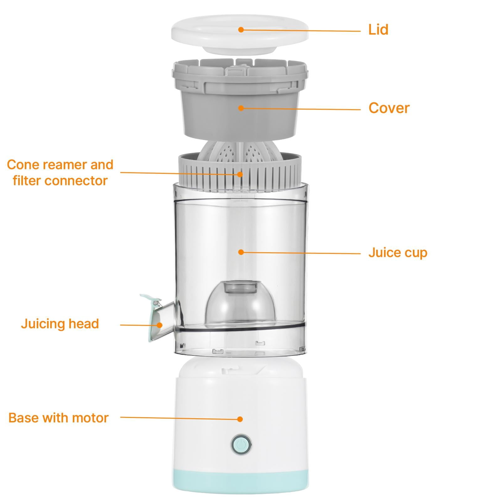Yajisi Portable Rechargeable Citrus Juicer, Cordless Electric Orange & Lemon Squeezer - 9.8" L x 4.7" W x 4.7" H