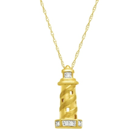 Lighthouse Pendant Necklace with Diamonds in 10kt Gold