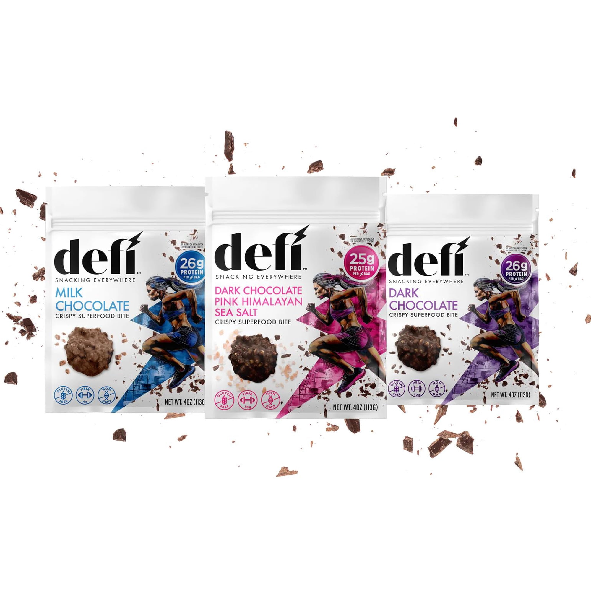 DEFI Variety Pack Crispy Superfood High-Protein Bites – 26g of Protein per Serving, Gluten-Free, Non-GMO, Kosher – Ideal On-the-Go Snack for Active Lifestyles (6 Pack)