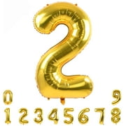 40 Inch Gold Large Numbers Balloon 0-9(Zero-Nine) Birthday Party Decorations,Foil Mylar Big Number Balloon Digital 2 for Birthday Party,Wedding, Bridal Shower Engagement Photo Shoot, Anniversary