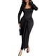 thumbnail image 1 of Vestido Ajustado para Mujer, con Mangas Largas Fruncidas, para Cóctel o Fiesta Negro XL, 1 of 8