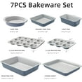 thumbnail image 2 of Carote 9 Pc Stackable Nonstick Bakeware Set, Includes Cookie Sheet, Muffin, Bread, Cake, Loaf and Roasting Pans, Gray and Blue, 2 of 7