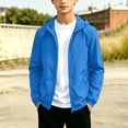 thumbnail image 2 of FAVIPT Kids Rain Jacket Girls Waterproof Fall Boys Zip Up Windproof Hooded Jackets Lightweight Outdoor Sports Coat Blue,17-18 Years, 2 of 8