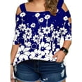 thumbnail image 3 of JustVH Women Plus Size 4th of July Off Shoulder Casual Printed Blouse T-Shirt, 3 of 4
