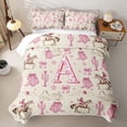 thumbnail image 2 of Homewish Western Cowgirl Twin Quilt Set For Girls,Personalized Initial A Twin Coverlet Set,2pcs, 2 of 7