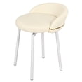thumbnail image 2 of Cute Vanity Chair with Gold Bese, Makeup Desk Chair with Low Back for Small Space, Leather Modern Vanity Stool for Bedroom Dress Room, White(Rotatable), 2 of 7