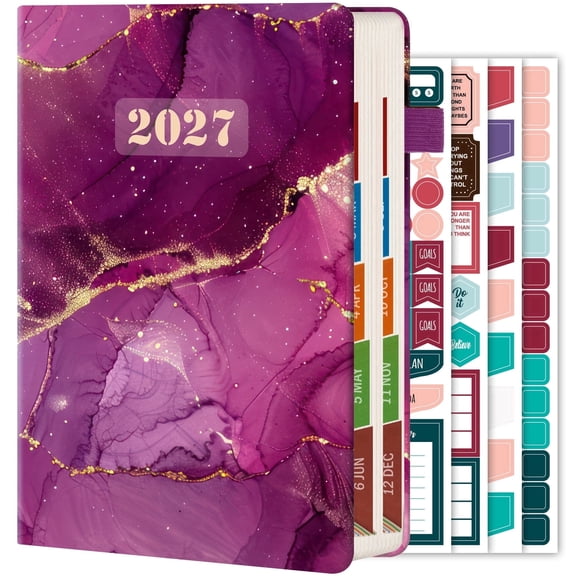 NIRMIRO 2027 Daily and Monthly Planner,(Jan 2027 - Dec 2027) Hardcover Calendar with 4 Planning Stickers, 12 Tabs, Pen Holder, Inner Pocket, 5.7" X 8.4", for Goal Tracking