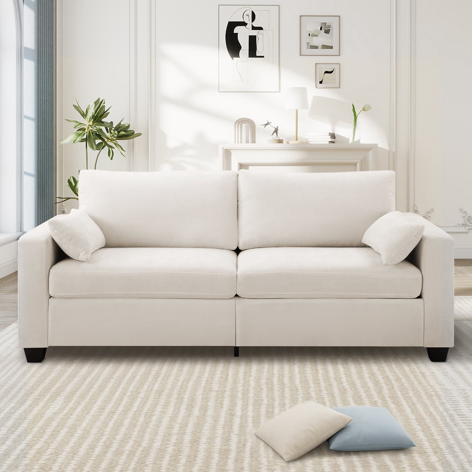 Lunale 79" Chenille Loveseat Sofa, Modern Cloud Couch for Living Room, Apartment, Beige