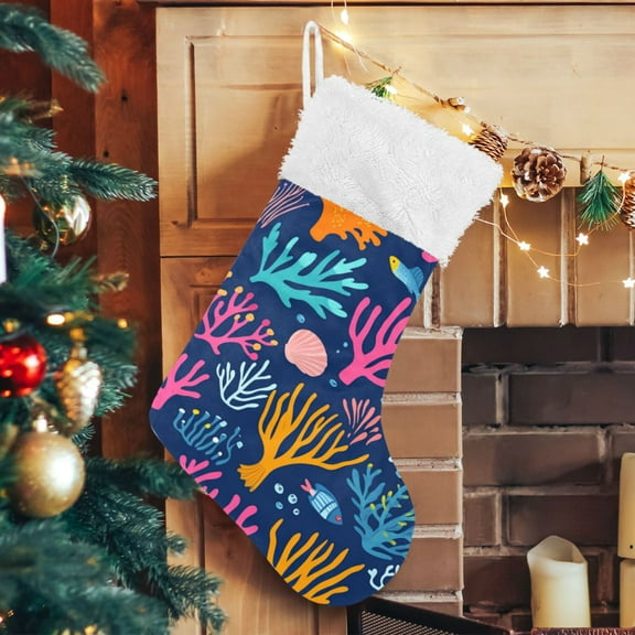 RMDQTR Christmas Stockings for Xmas Gifts - Large Size Festive Holiday Decor for Family Ocean Life