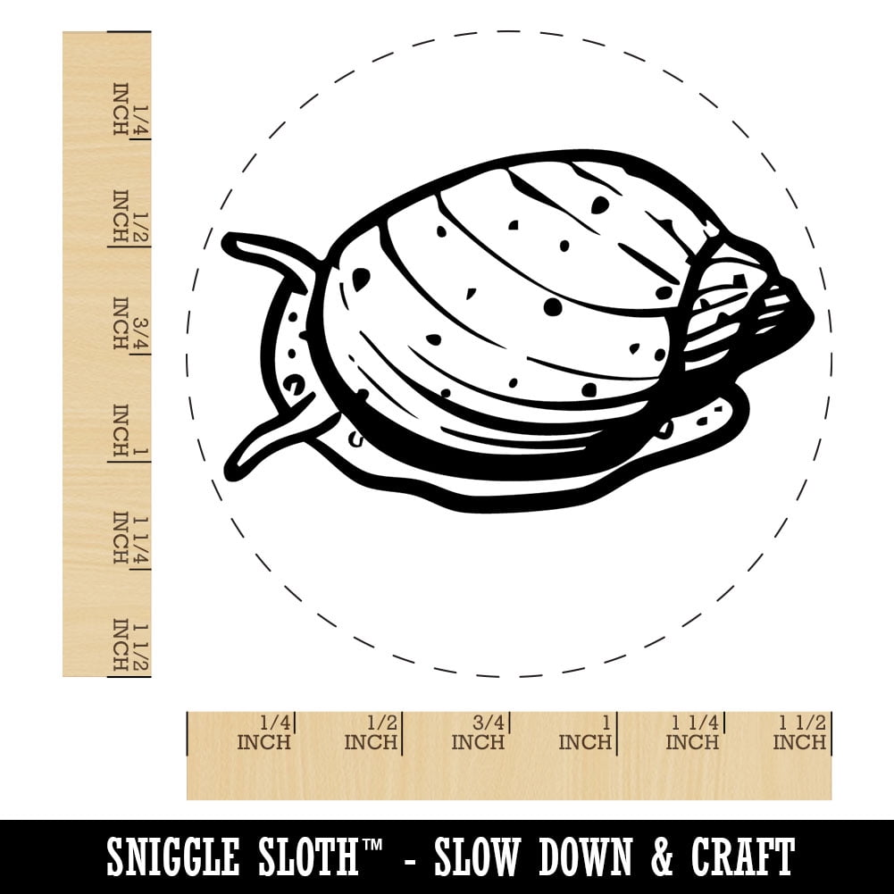Freshwater Pond Snail Mollusk Shell Self-Inking Rubber Stamp Ink Stamper for Stamping Crafting Planners - Blue Ink - Large 1-1/2 Inch