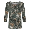thumbnail image 4 of MaFYtyTPR Women 3/4 Sleeved Casual Blouse Fashion Floral Print Pullover Loose Tunic Tops A-Gray XL, 4 of 5