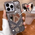 thumbnail image 2 of for iPhone 16 Pro Max Bling Case, Shockproof Luxury Shiny Diamond 3D Butterfly Glitter Gilry Woman Thin Soft Phone Cover with Love Heart Makeup Mirror for iPhone 16 Pro Max 6.9 inch (Silver), 2 of 11